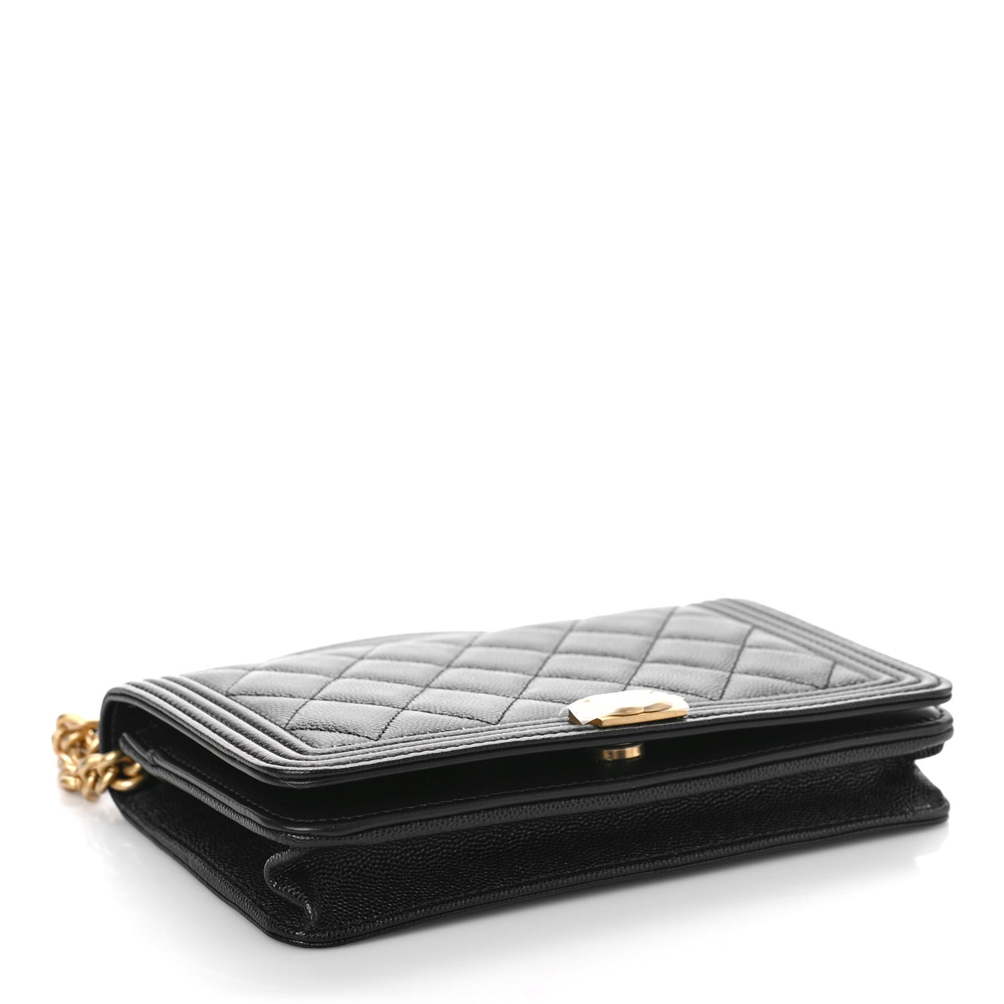 Caviar Quilted Boy Wallet On Chain WOC Black