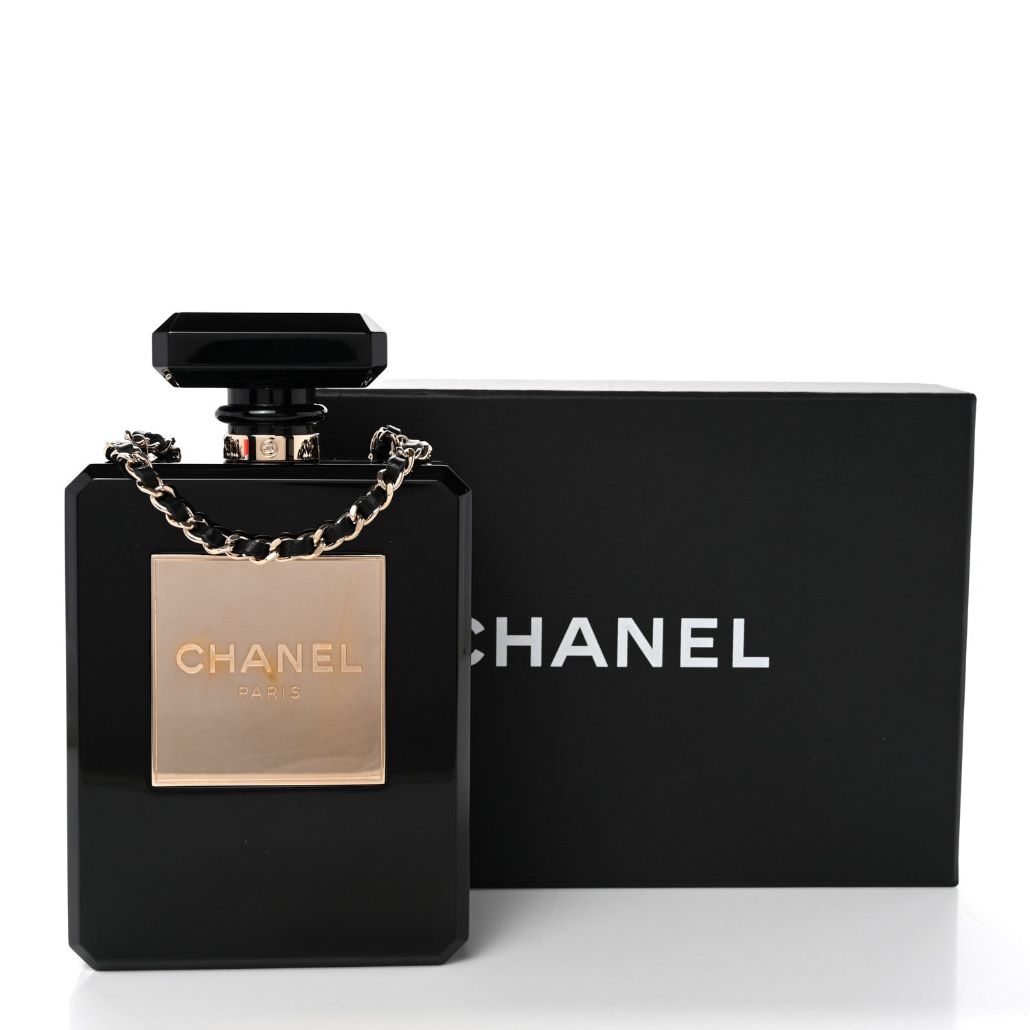 Chanel Plexiglass Perfume Bottle Clutch Black 1889397 – FASHIONPHILE