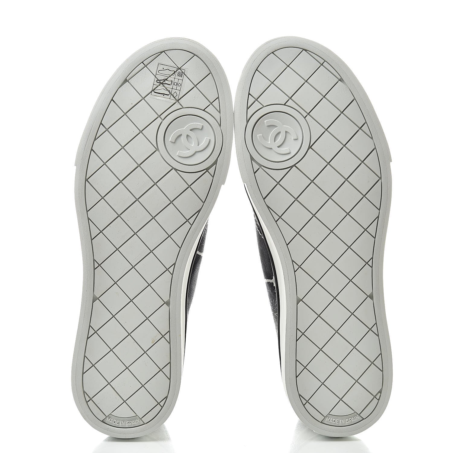 Chanel Printed Fabric Low Top Logo Sneakers 38.5 White Black 5 of 9