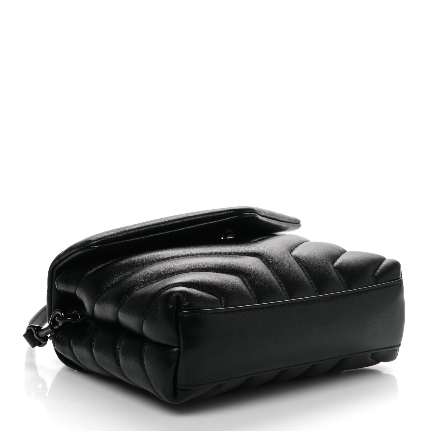 Calfskin Y Quilted Monogram Monochrome Toy Loulou Crossbody Bag Black