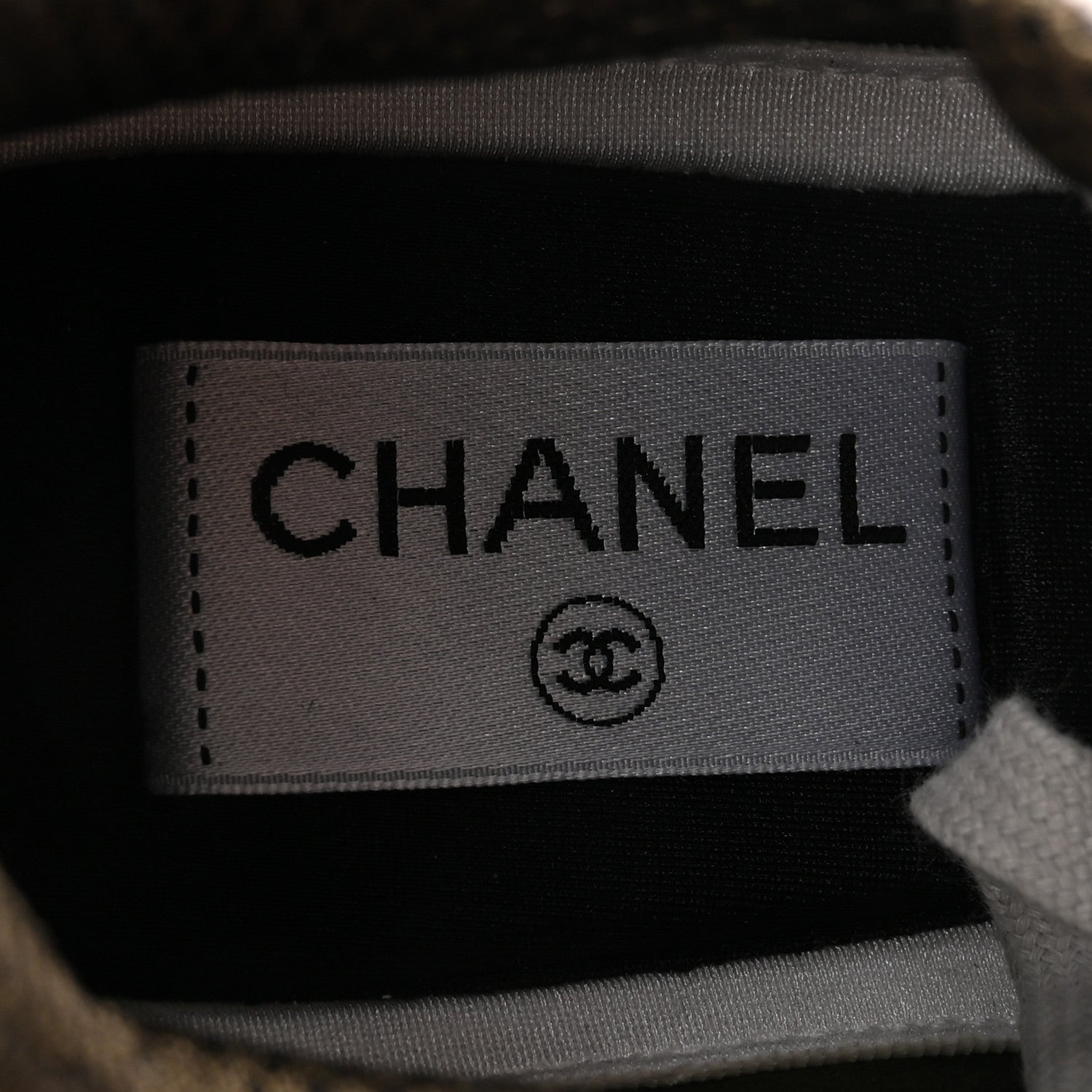 Chanel Suede Calfskin Embroidered CC Sneakers 35.5 Ecru Light Gray 8 of 9