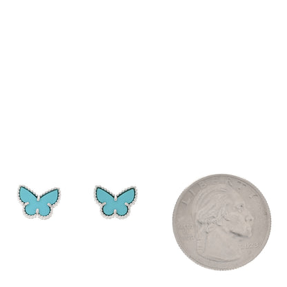 Van Cleef & Arpels 18K White Gold Turquoise Sweet Alhambra Butterfly Earrings 2 of 5