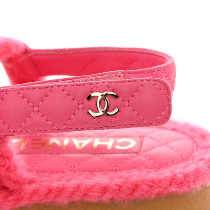 Chanel Cord Lambskin Quilted Logo Sandals 38 Pink 9 of 11