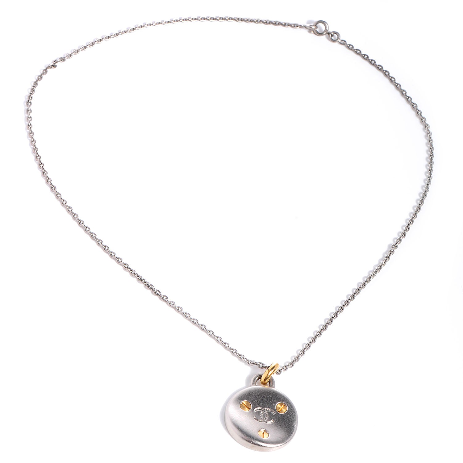 Chanel CC Screw Necklace Gold Silver 3 of 5