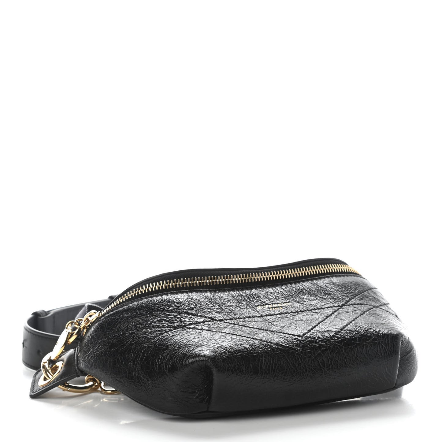 Crackle Calfskin ID Belt Bag Black