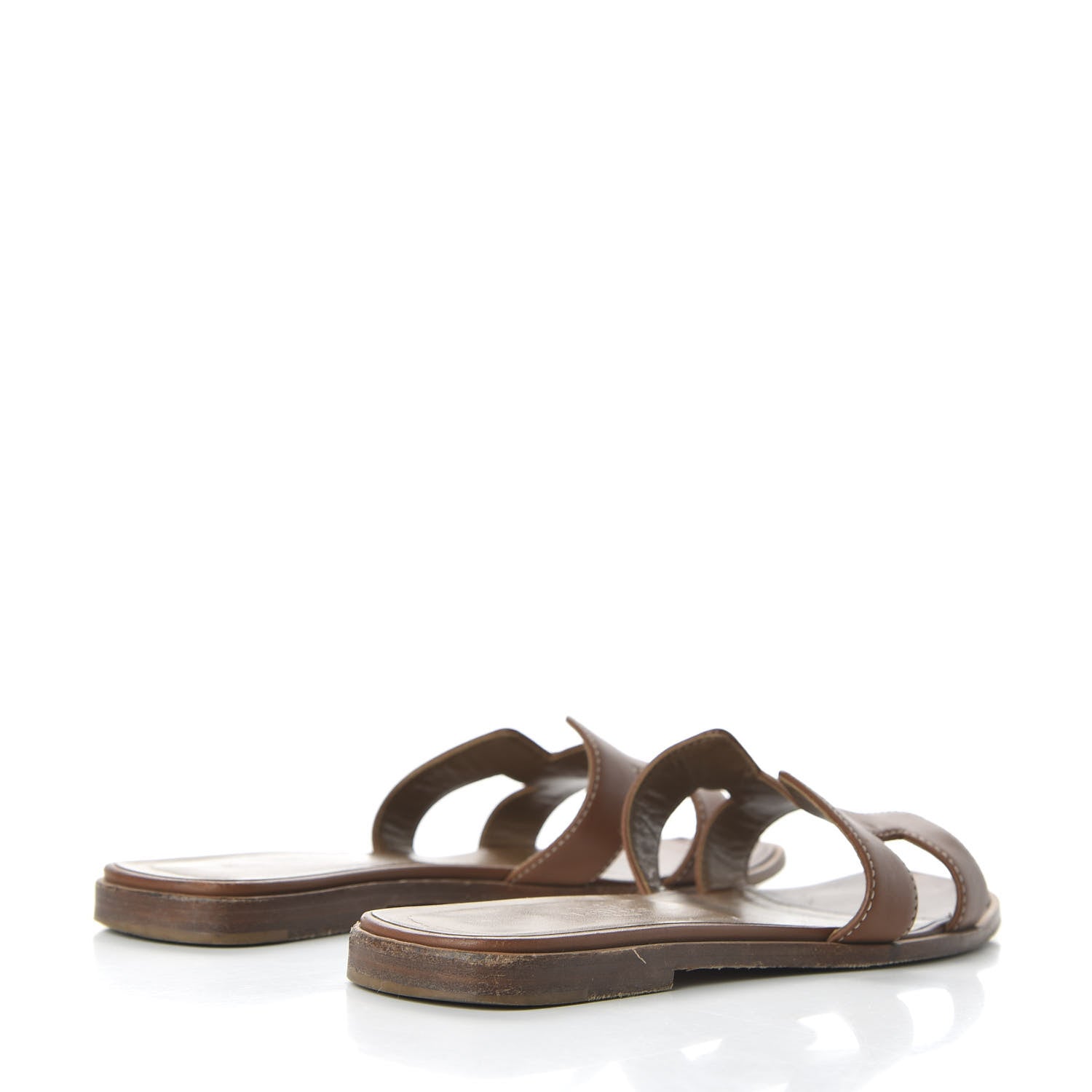 Hermes Box Calfskin Oran Sandals 37.5 Gold 4 of 8