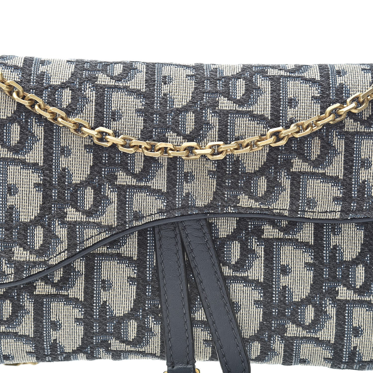 Christian Dior Oblique Saddle Chain Wallet Blue 9 of 13