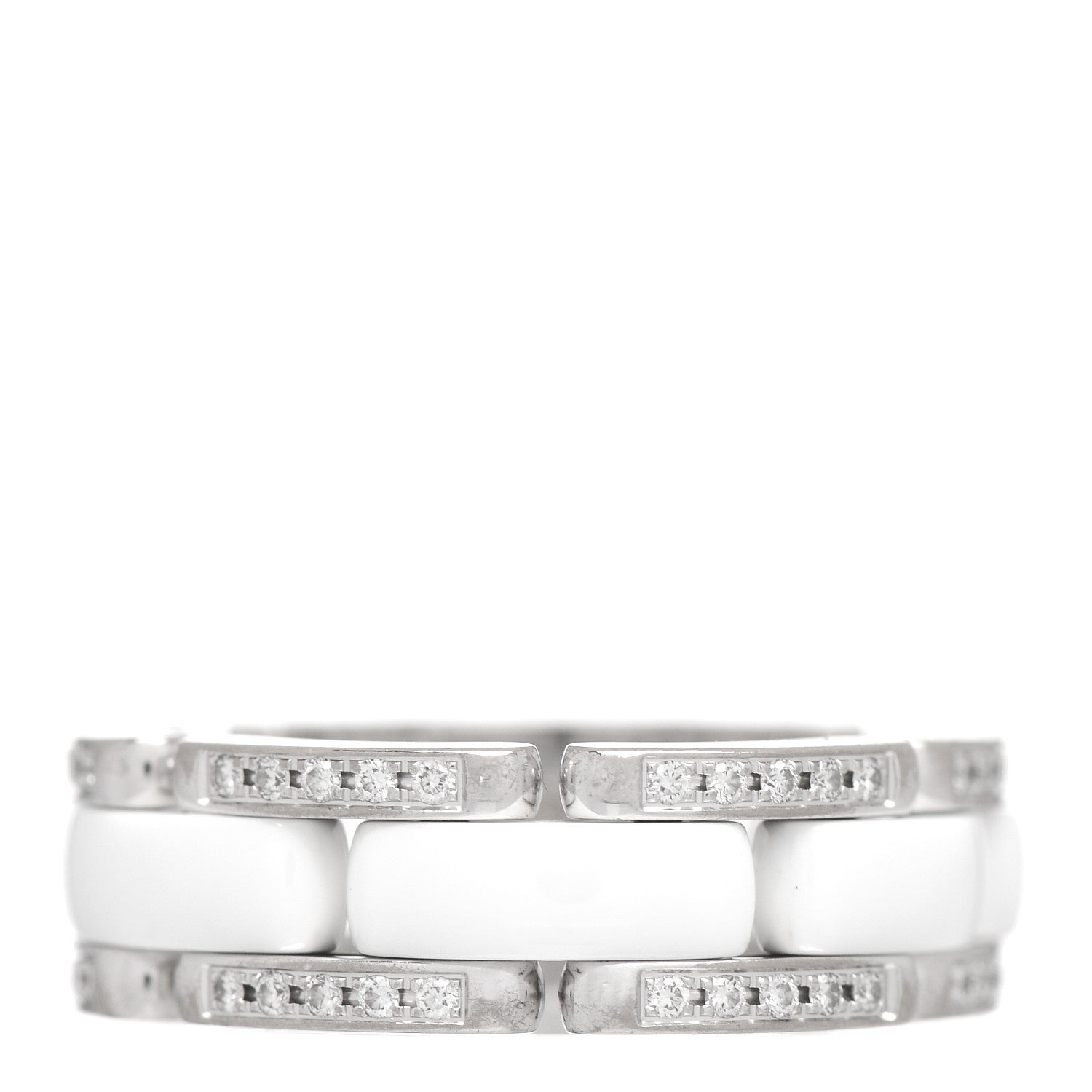 Chanel 18K White Gold Ceramic Diamond Medium Ultra Ring White 53 6.5 1 of 4