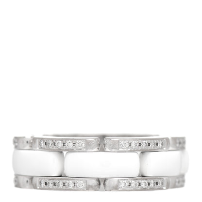 Chanel 18K White Gold Ceramic Diamond Medium Ultra Ring White 53 6.5 1 of 4