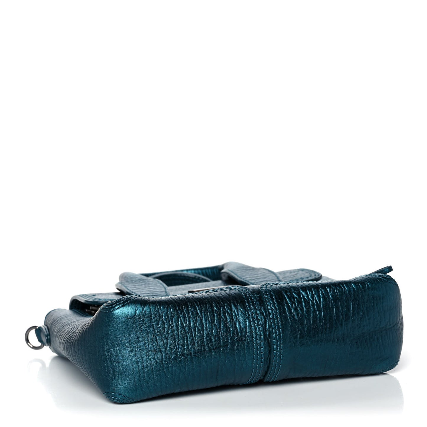 Metallic Textured Calfskin Mini Pashli Satchel Turquoise