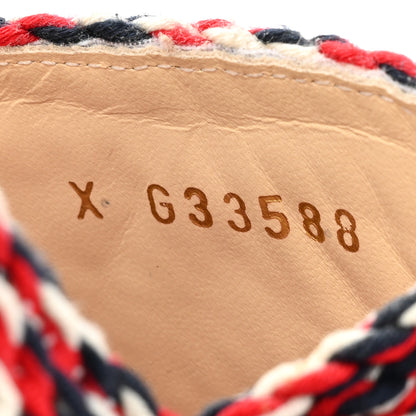 Chanel Cord CC Espadrille Slip On Sandals 40 Red Blue White 8 of 8