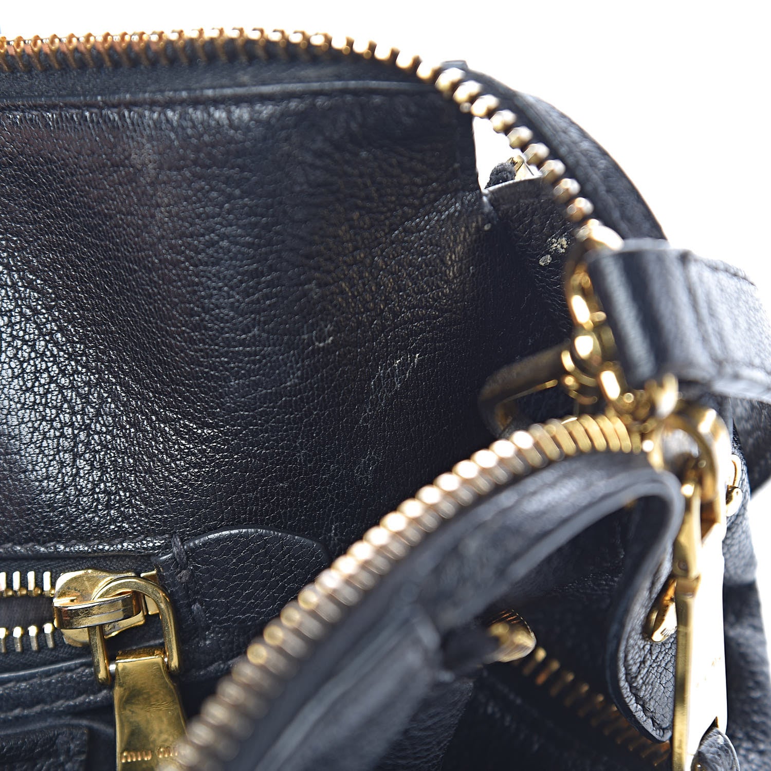 Miu Miu Goatskin Madras Zip Tote Black 15 of 22