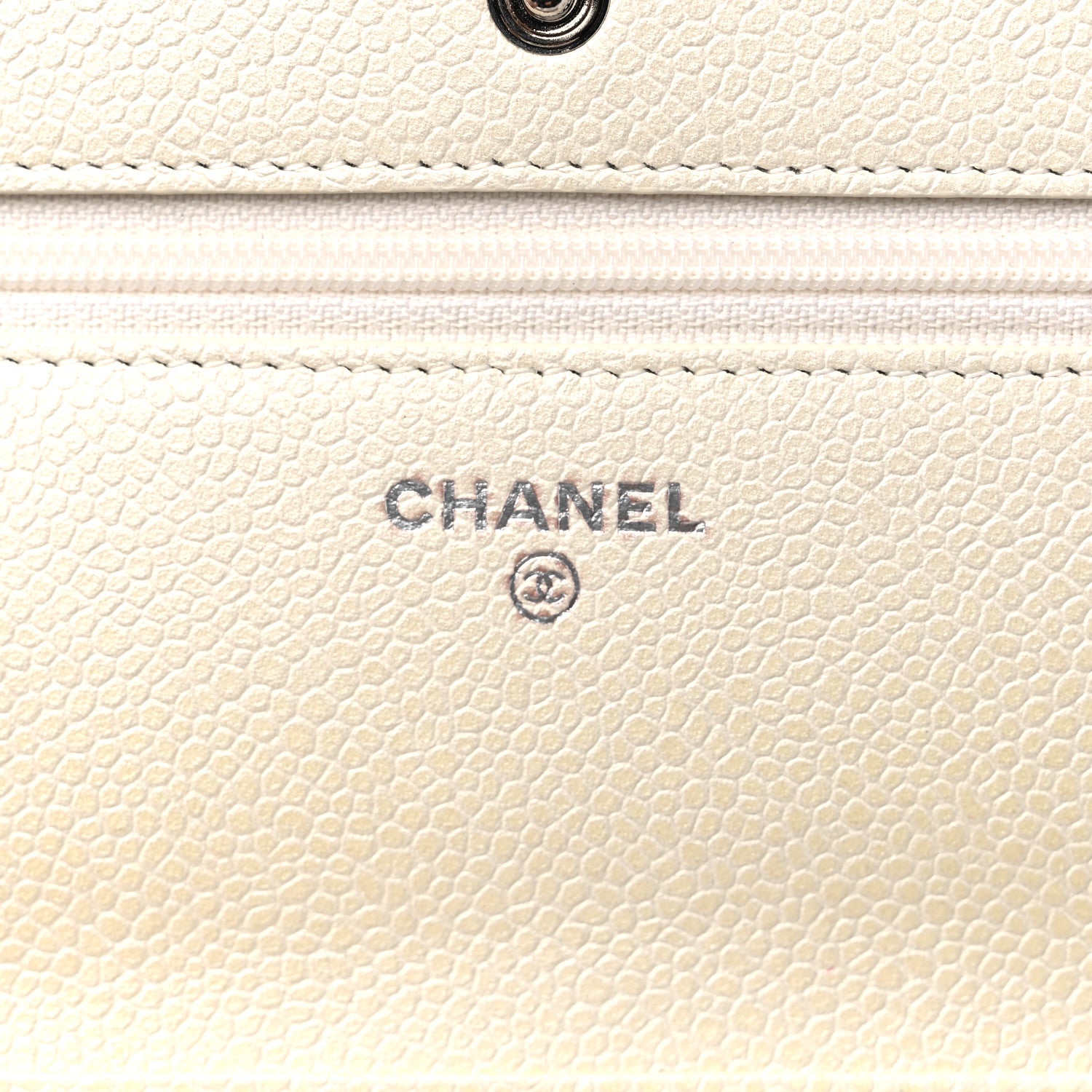 Chanel Iridescent Caviar Quilted Wallet on Chain WOC Ivory 6 of 14