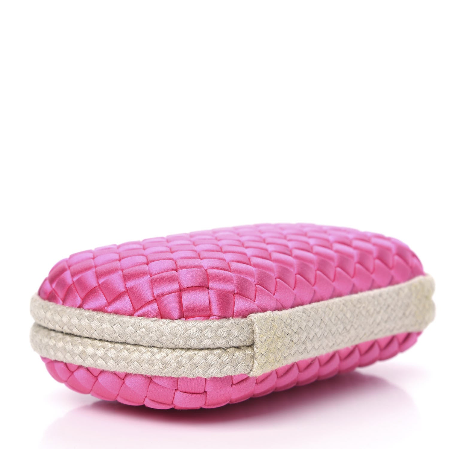 Bottega Veneta Satin Intreccio Impero Knot Clutch Rosa Shock 4 of 9