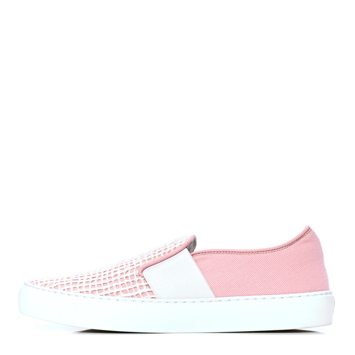 Chanel Fabric Mesh Sneakers 36.5 White Pink 814634