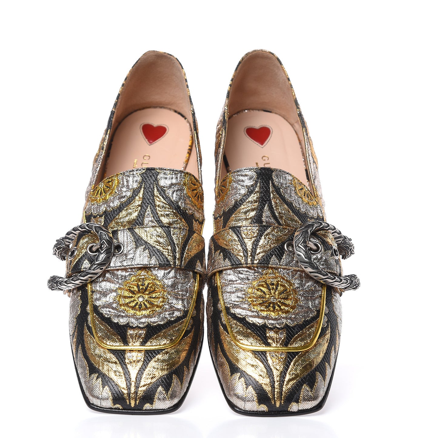 Brocade Floral Jacquard Dionysus Loafers 41 Black