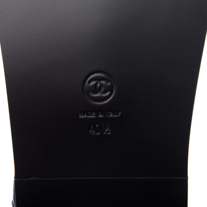 Chanel Caviar CC Flat Sandals 40.5 Black 7 of 9