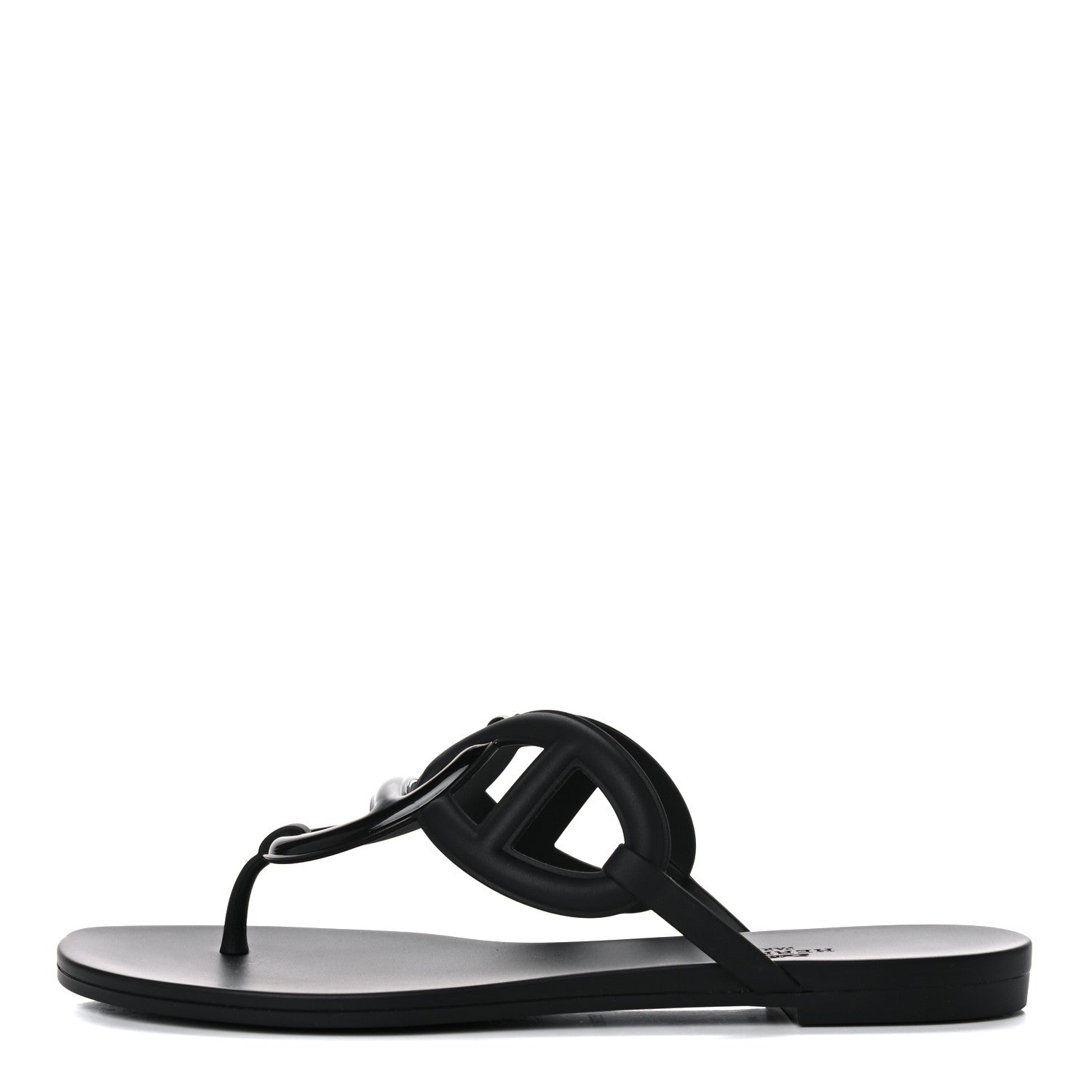 Hermes Rubber Womens Egerie Sandals 38 Black 1 of 9