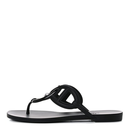 Hermes Rubber Womens Egerie Sandals 38 Black 1 of 9