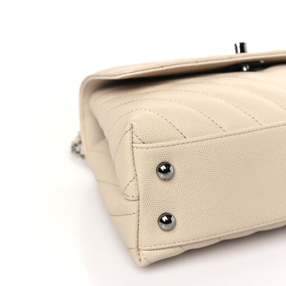 Chanel Caviar Chevron Quilted Mini Coco Handle Flap Beige 8 of 9