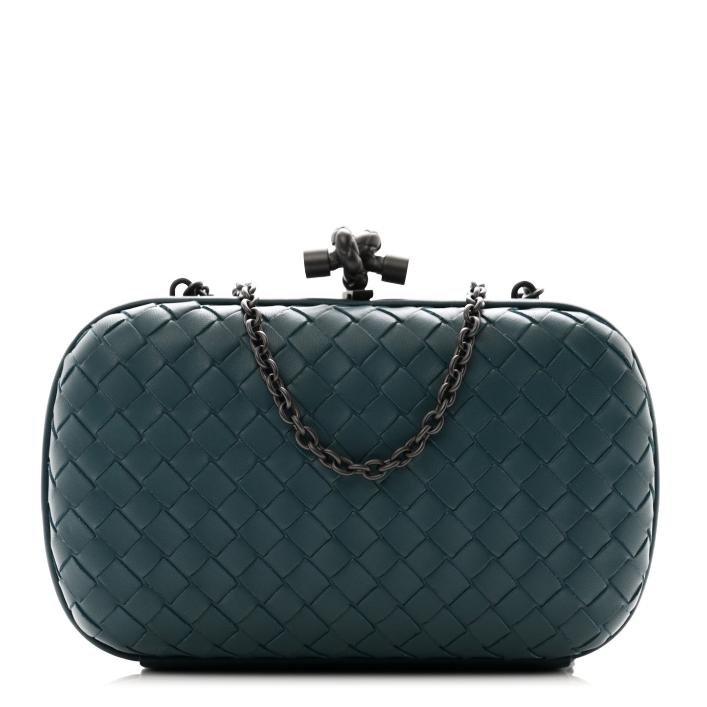 Nappa Intrecciato Chain Knot Clutch Mallard