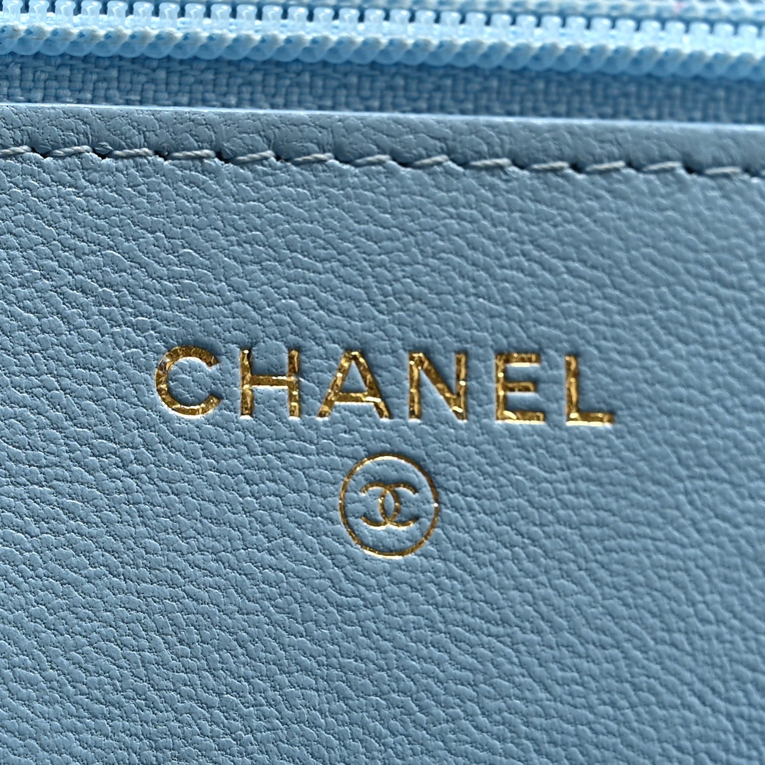 Chanel Lambskin Quilted Chanel 19 Wallet On Chain WOC Light Blue 6 of 15