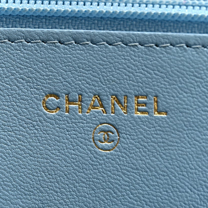 Chanel Lambskin Quilted Chanel 19 Wallet On Chain WOC Light Blue 6 of 15
