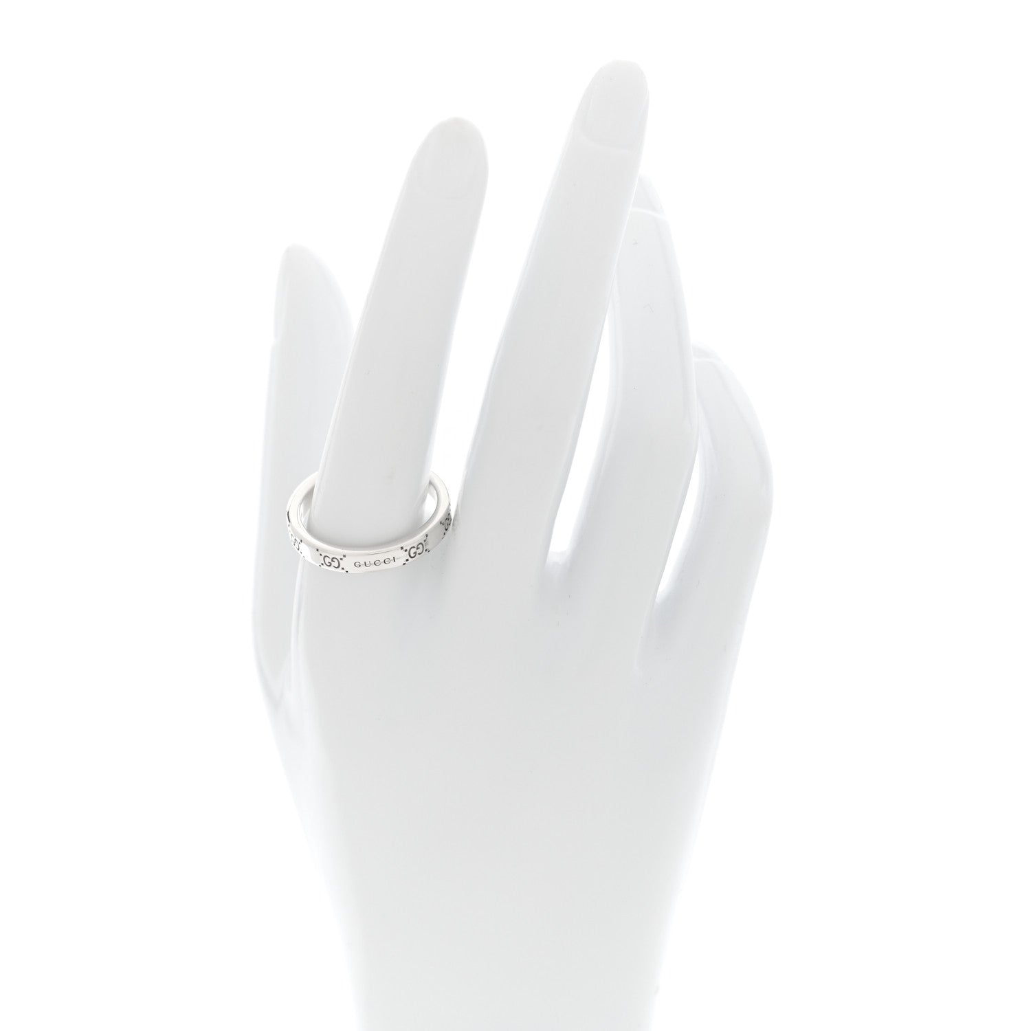 Gucci Sterling Silver Signature GG Narrow Band Ring 63 10.25 2 of 4
