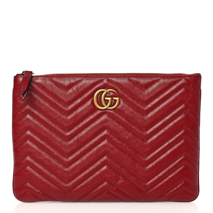 Gucci Azalea Calfskin Matelasse Heart GG Marmont Zip Pouch Romantic Cerise 1 of 9