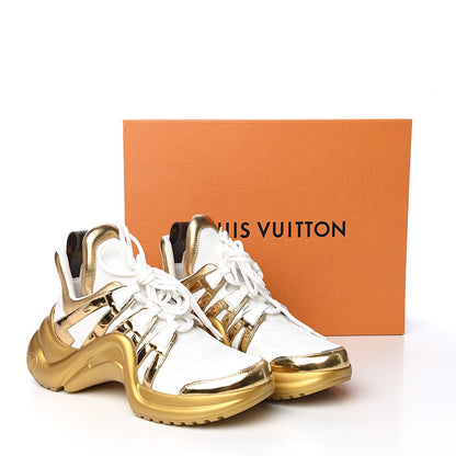 Louis Vuitton Metallic Calfskin Technical Nylon LV Archlight Sneakers 39 White Gold 9 of 9