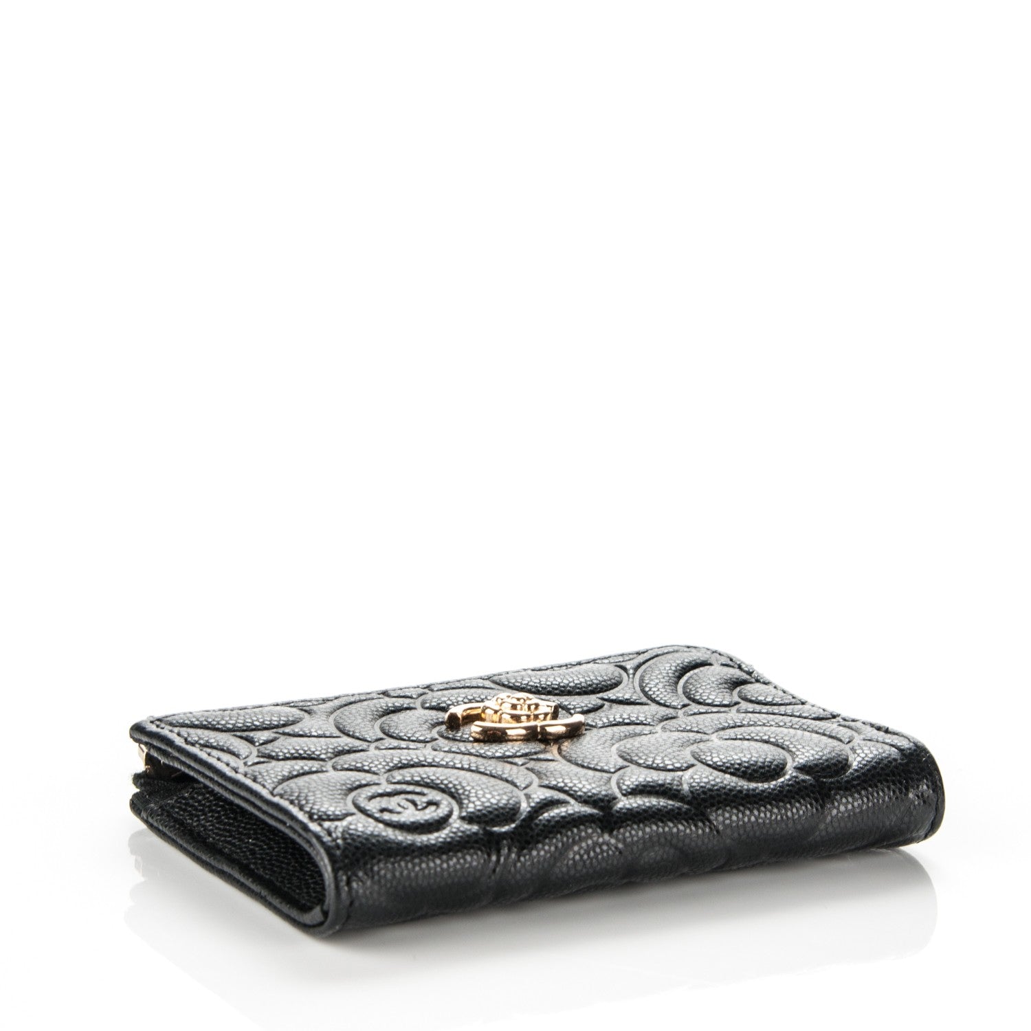 Chanel Caviar Camellia Embossed Key Holder Case Black 4 of 7