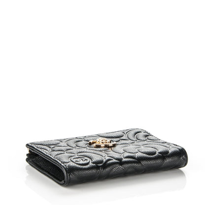 Chanel Caviar Camellia Embossed Key Holder Case Black 4 of 7