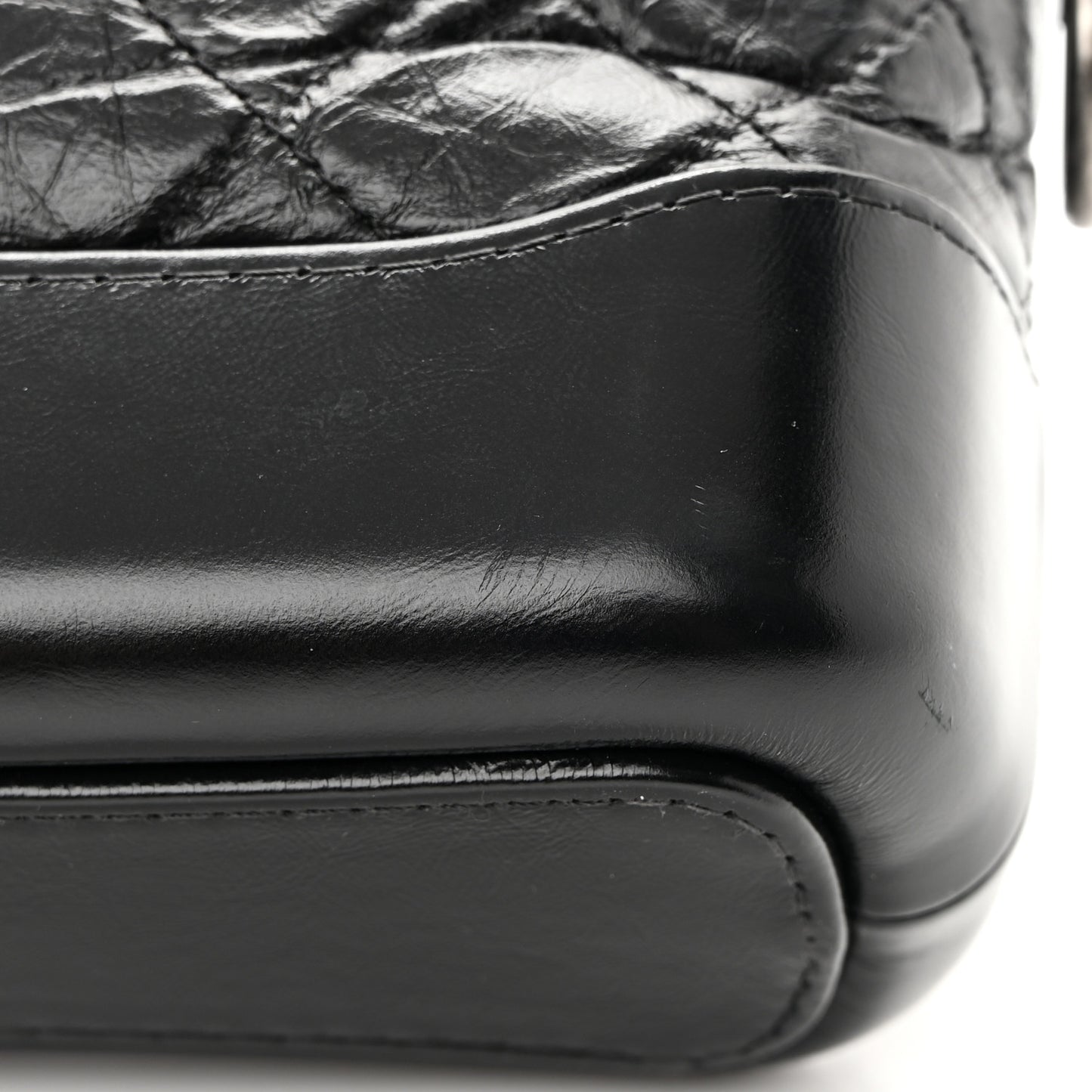 Aged Calfskin Quilted Small Gabrielle Hobo Black