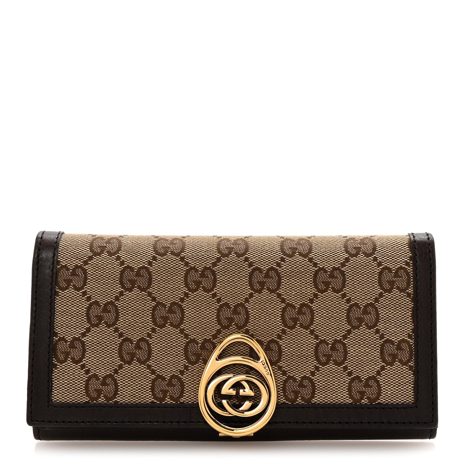 Gucci Monogram Interlocking GG Continental Wallet Dark Brown 1 of 7