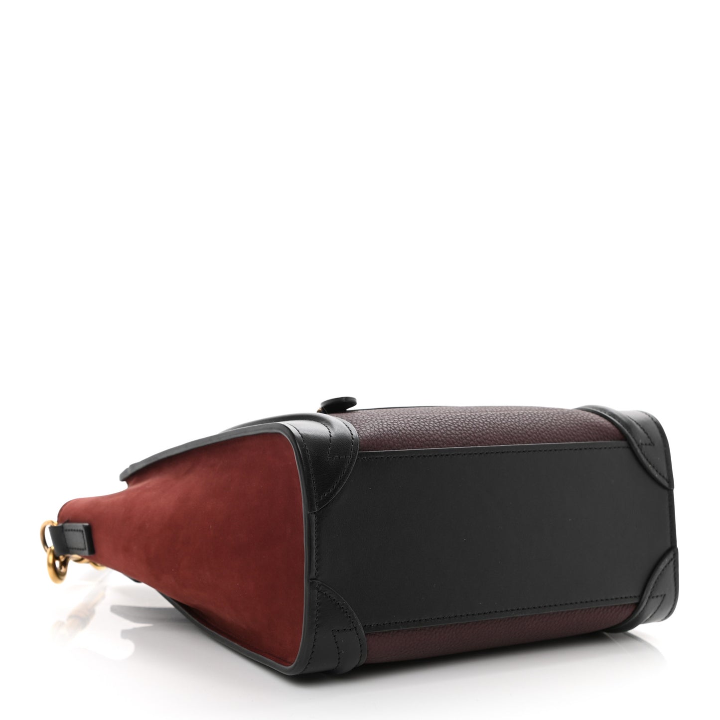 Baby Grained Calfskin Nubuck Tri-Color Nano Luggage Burgundy Wine