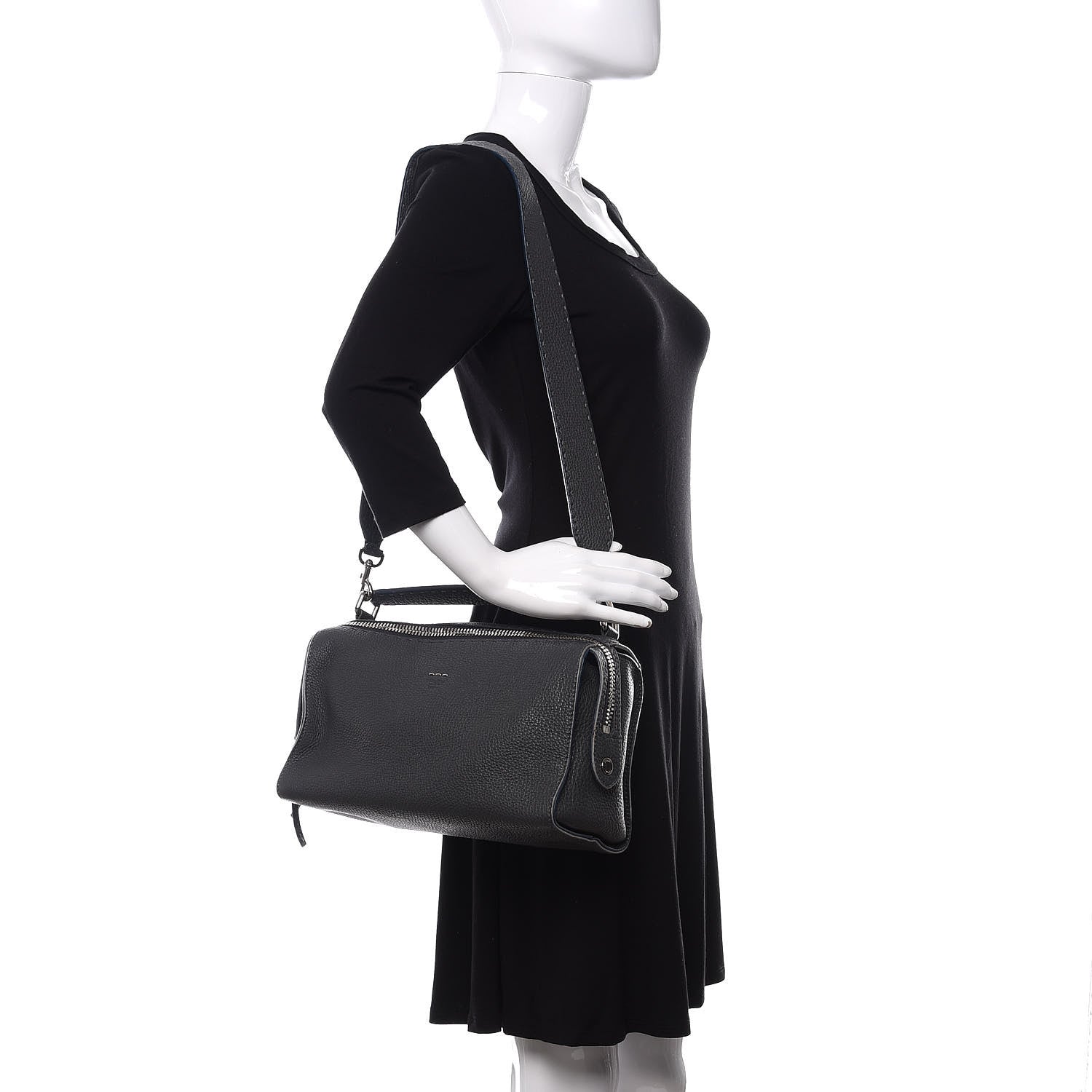 Fendi Cuoio Romano Selleria Lei Boston Tote Asfalto 2 of 13