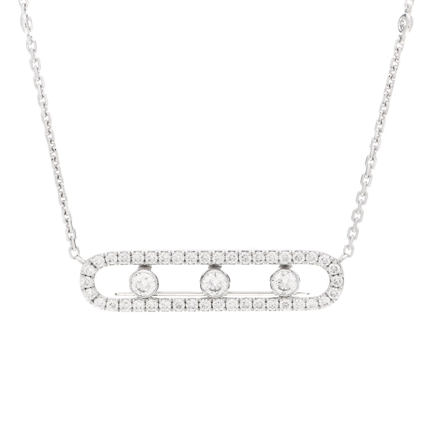 18K White Gold Diamond Move Pave Necklace