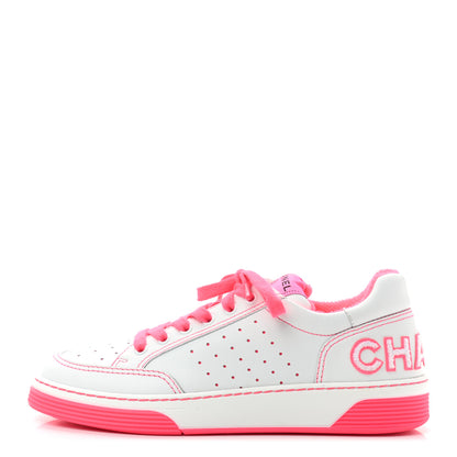 Chanel Calfskin Womens Logo Sneakers 40 Fuchsia White 1 of 7