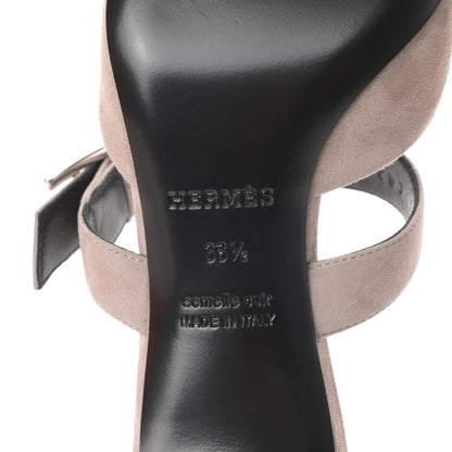 Hermes Suede Goatskin Blink Mules 36.5 Beige Rose 8 of 11