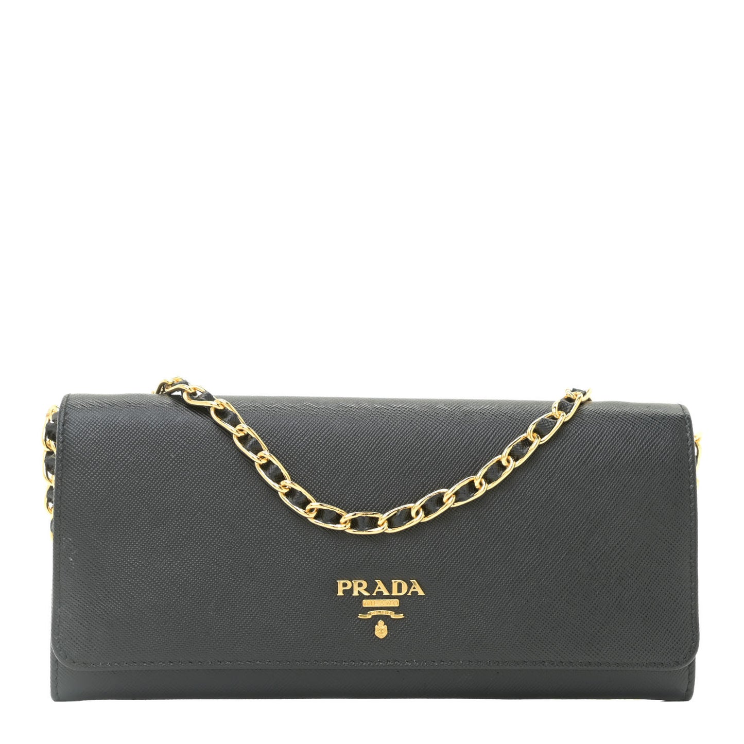Saffiano Metal Oro Chain Wallet Black