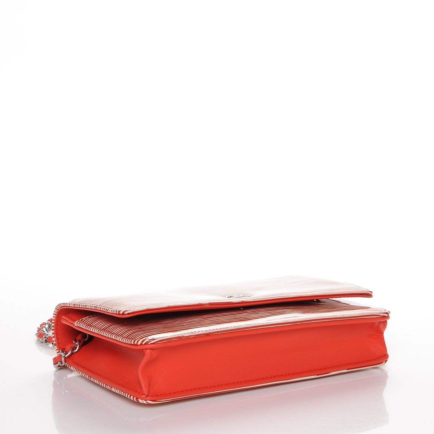 Patent Striped Wallet On Chain WOC Red
