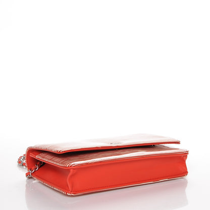 Chanel Patent Striped Wallet On Chain WOC Red 5 of 9