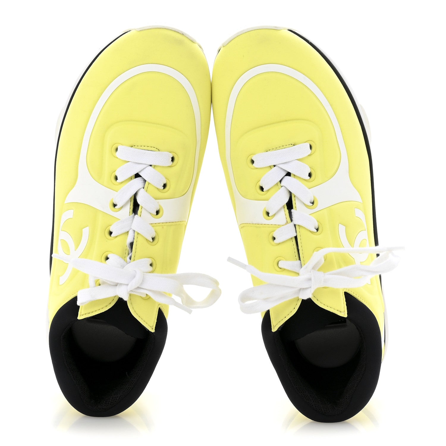 Chanel Lycra Fabric CC Sneakers 38 Yellow 2 of 10