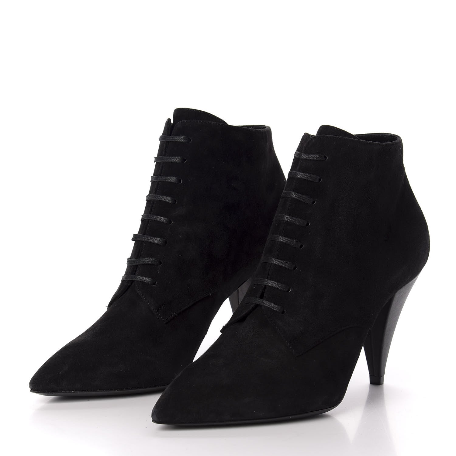 Saint Laurent Suede Kiki Lace-Up Ankle Boot 38.5 Black 3 of 10