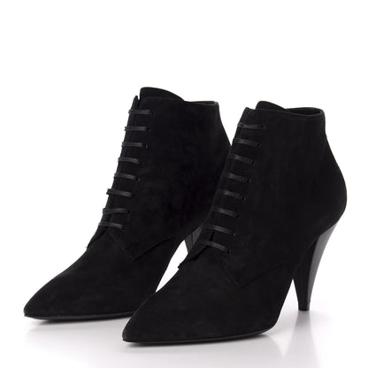 Saint Laurent Suede Kiki Lace-Up Ankle Boot 38.5 Black 3 of 10