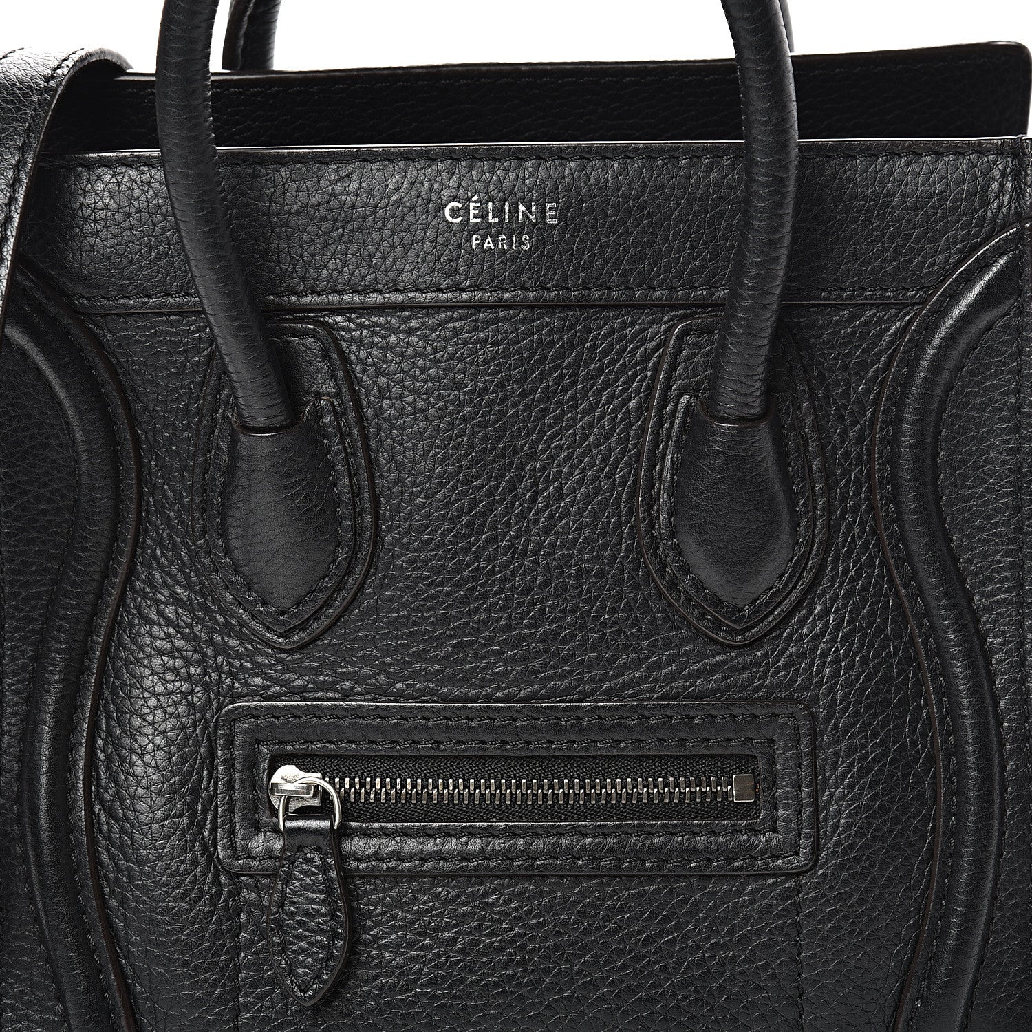 Celine Drummed Calfskin Nano Luggage Black 7 of 11