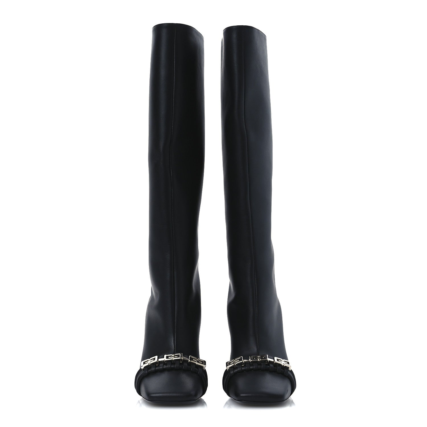 Givenchy Smooth Calfskin 4G Square Toe Knee Boots 38 Black 3 of 12