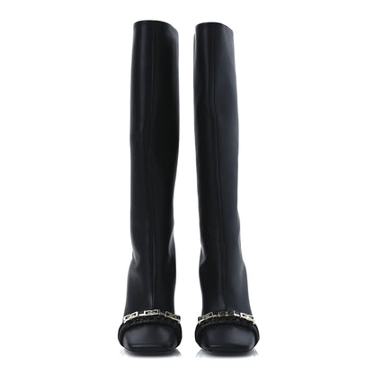 Givenchy Smooth Calfskin 4G Square Toe Knee Boots 38 Black 3 of 12