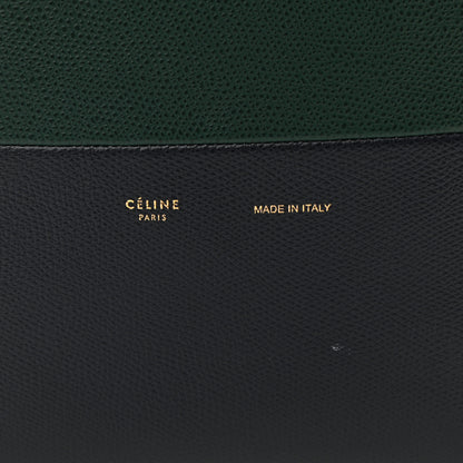 Celine Grained Calfskin Small Vertical Bi-Cabas Dark Green Black 6 of 9
