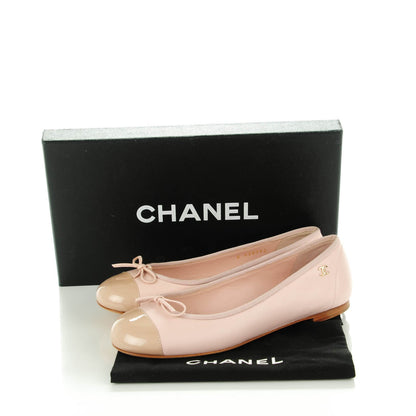 Chanel Lambskin Patent Cap Toe CC Ballerina Flats 35.5 Rose Clair 8 of 8